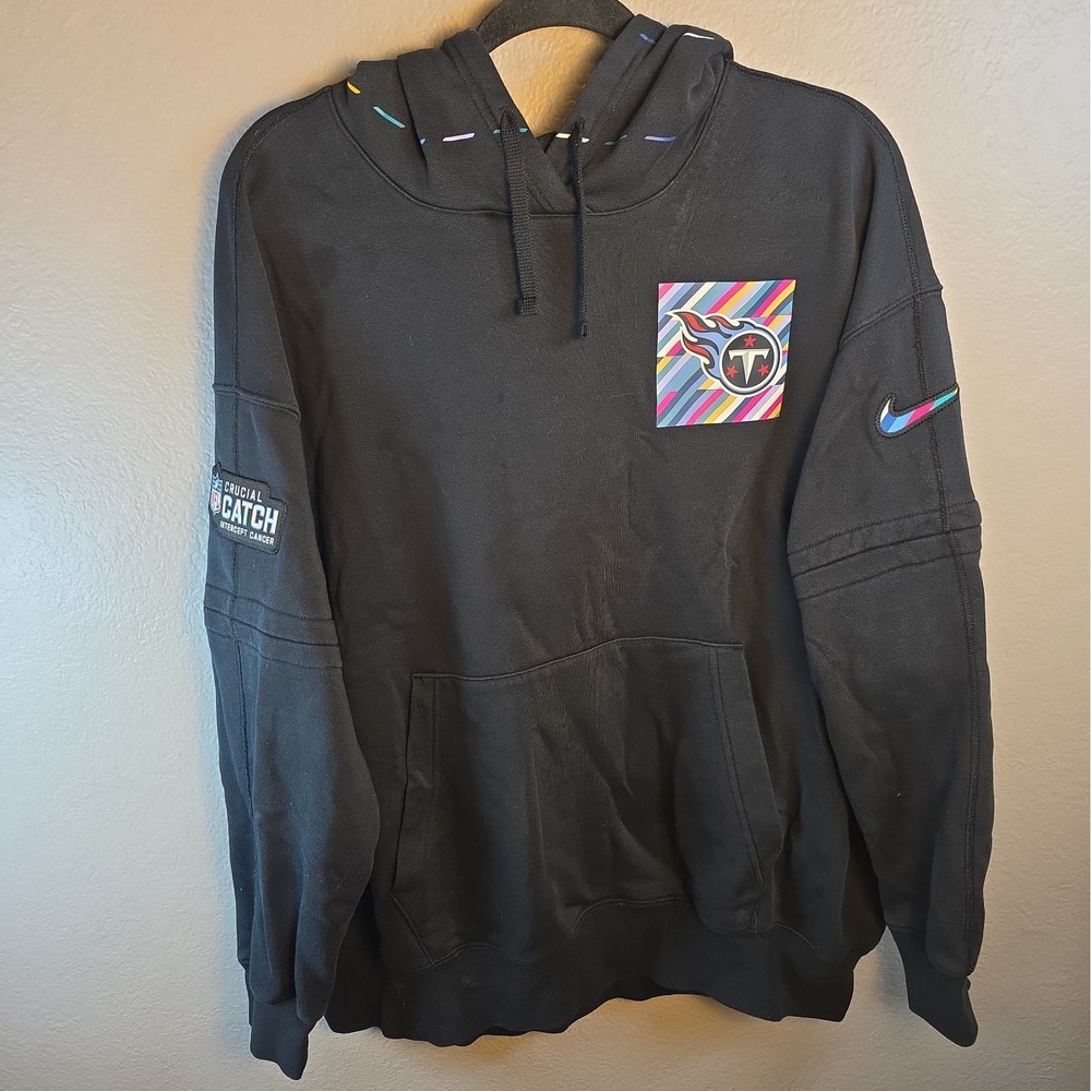 Nike Crucial Catch Cancer Hoodie Large On Field Apparel Tennessee Titans NFL